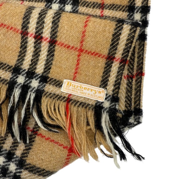 Vintage Burberry London Nova Check Plaid 100% Wool Scarf Fringe - Picture 2 of 4